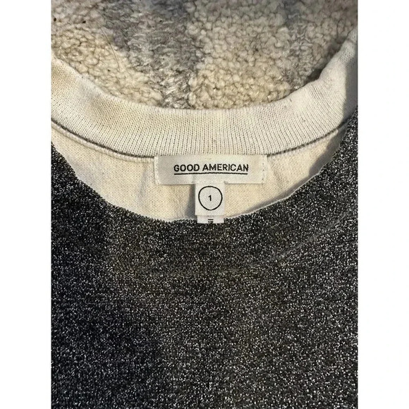 Good American Sweatshirt Womens 1 All That Glitters Silver Side Zipper Detail - Picture 2 of 5
